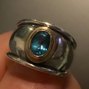 James Avery Christina blue topaz and gold